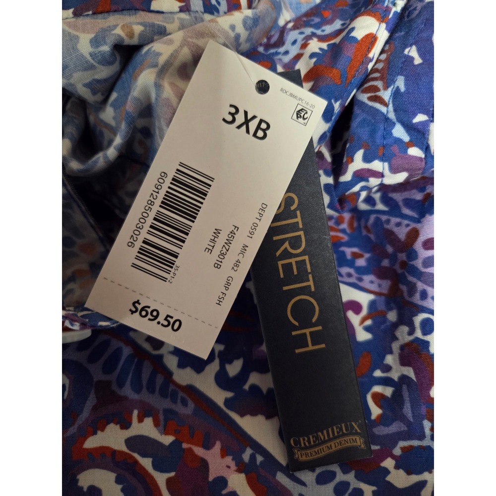 NWT Cremieux Premium Denim Mens 3XB Shirt Multi Color Paisley Artsy Stretch - Picture 8 of 9